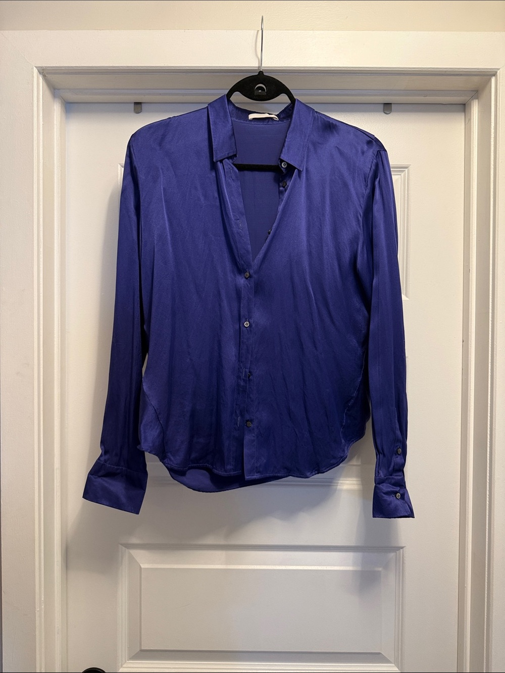 Commuun Silk Deep Purple Button-Down Blouse